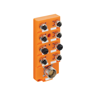 8-poorts M12 actuator/sensor-verdeelbox met M23-snelkoppeling voor besturingskabel